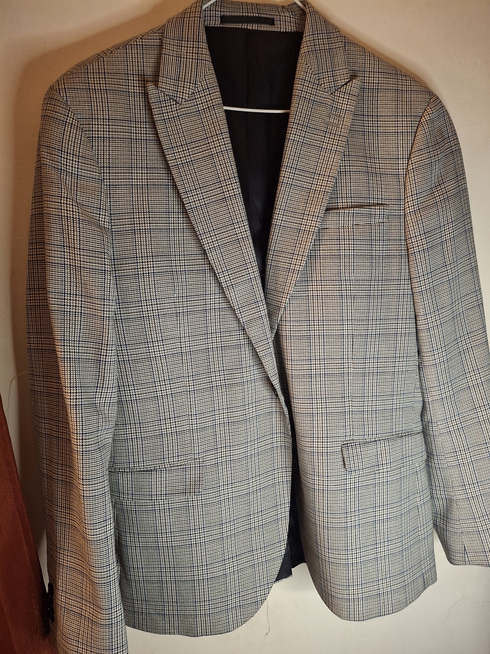 Men's Plaid Blazer Jacket - Gray and Black Glen Check